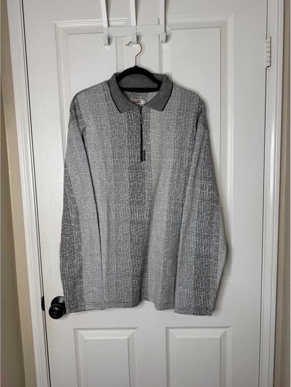 Guess Jeans gray patterned long sleeve quarter-zip knit shirt